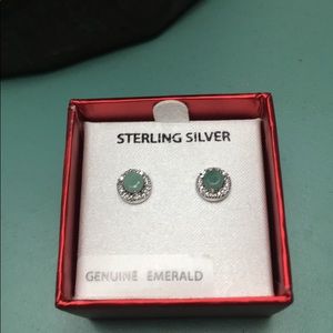 Sterling silver emerald earrings.